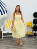 Butter Yellow Embroidered Straps Midi Dress (Reg.)