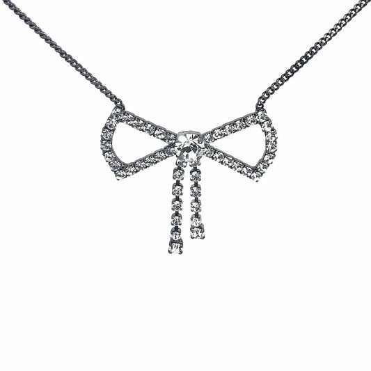 TOVA - Big Bow Necklace in Gunmetal
