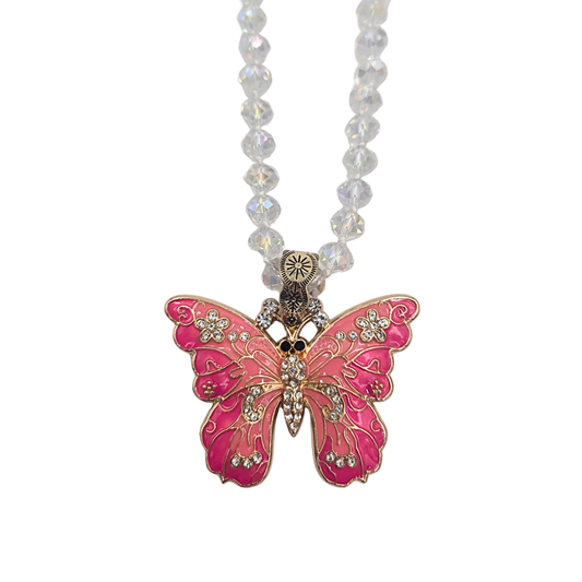 Blush Enamel Butterfly Necklace