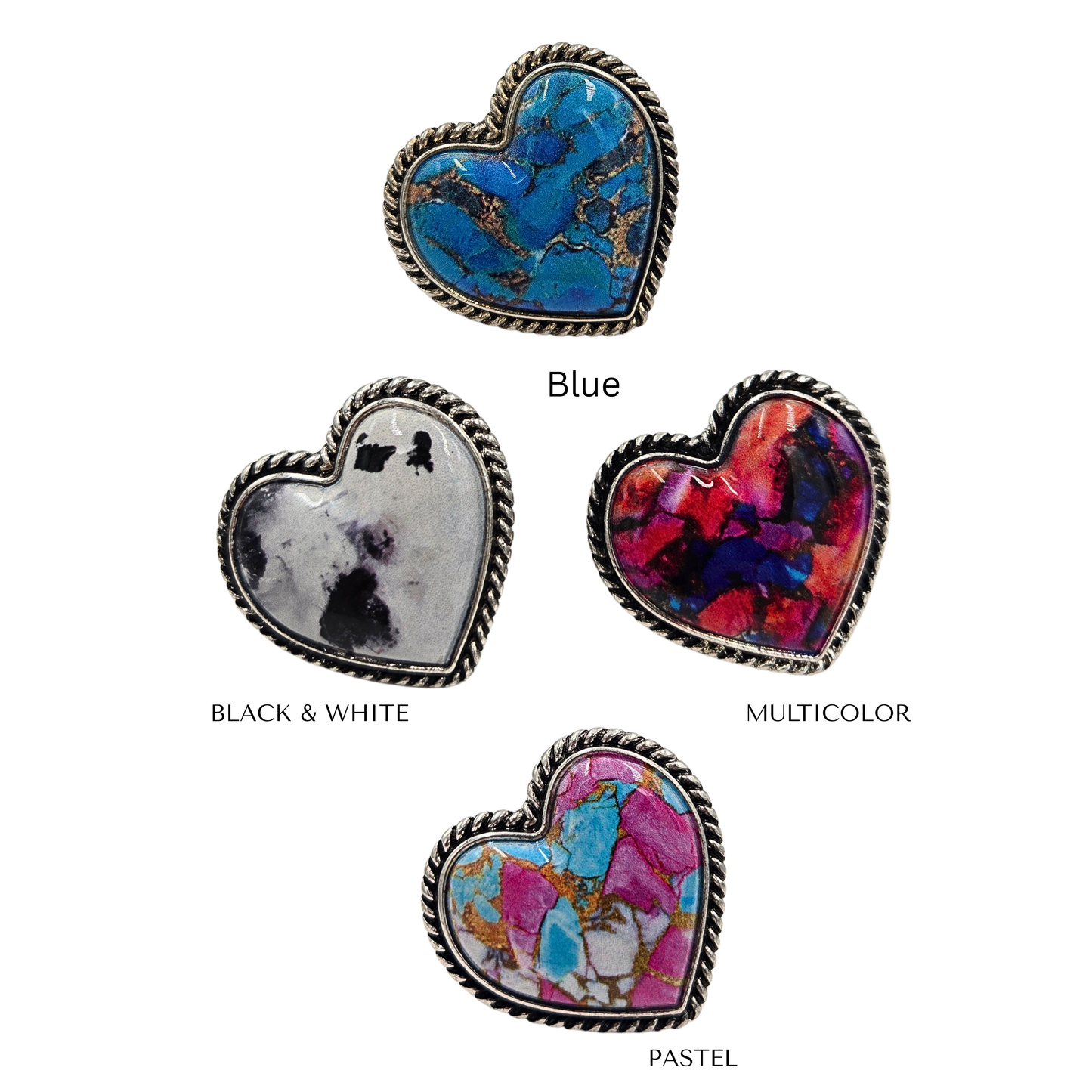 Marble Heart Stretch Ring (4 colors)