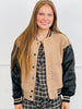 Varsity Color Block Teddy Fur Jacket (Reg.) -2 Colors
