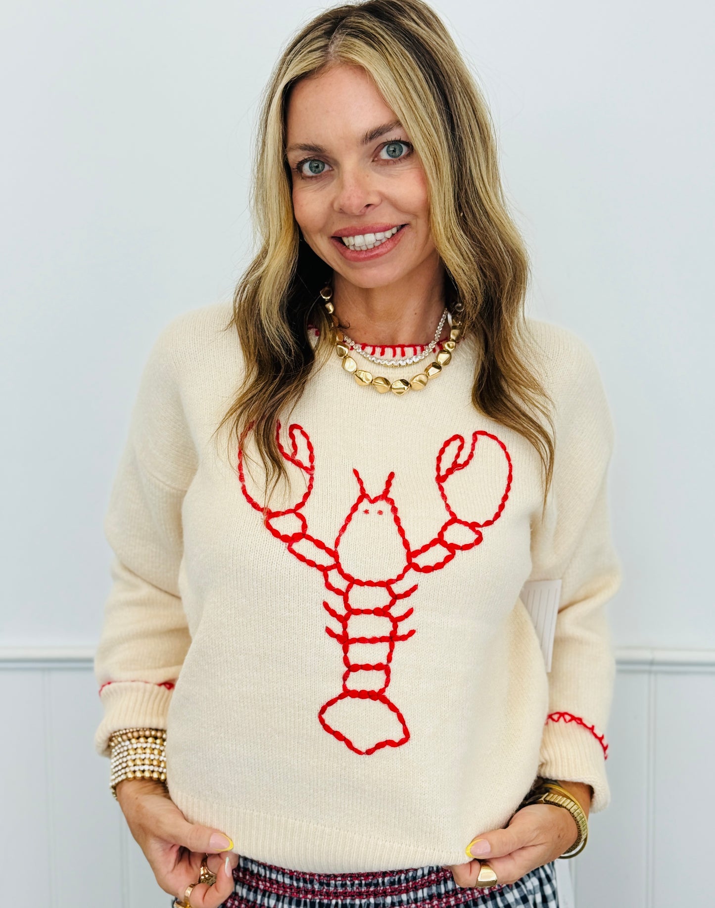 Lobster Pullover Graphic Sweater Top (Reg.)-2 Colors