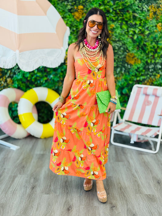 Tropic Bloom Strapless Maxi (Reg.)
