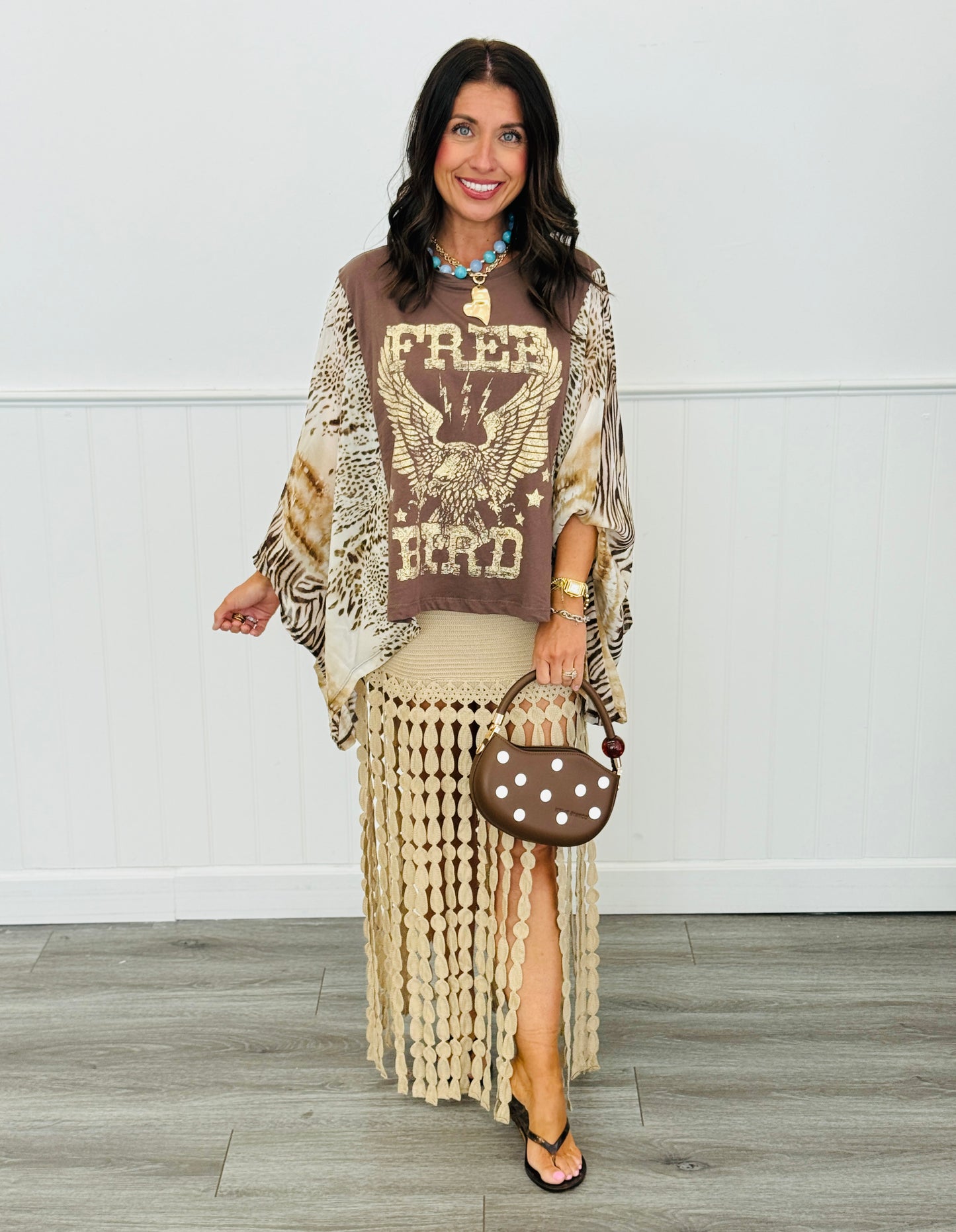 Free Bird Animal Print Kaftan Top (Reg.)