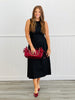 Black Pleated Sleeveless Midi Dress (Reg)