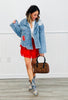 POL Denim Button Down Multi Patch Jacket (Reg)