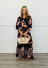 Fall Black Bloom Floral Printed Button Up Blouse (Reg. and Plus)