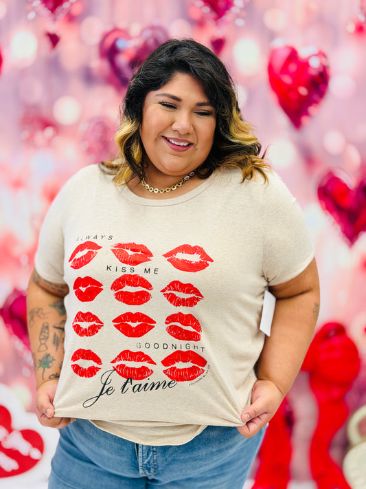 Always Kiss Me Goodnight Graphic Tee (Reg. and Plus)