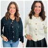 Gold Button Sweater Jacket (Reg & Plus)-2 Colors