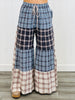 Mixed Plaid Patchwork Palazzo Pants (Reg & Plus)