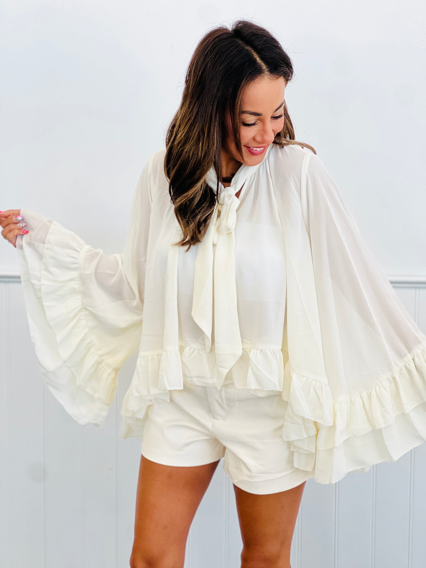 Ruffled Chiffon High Low Blouse (Reg & Plus) - 2 Colors