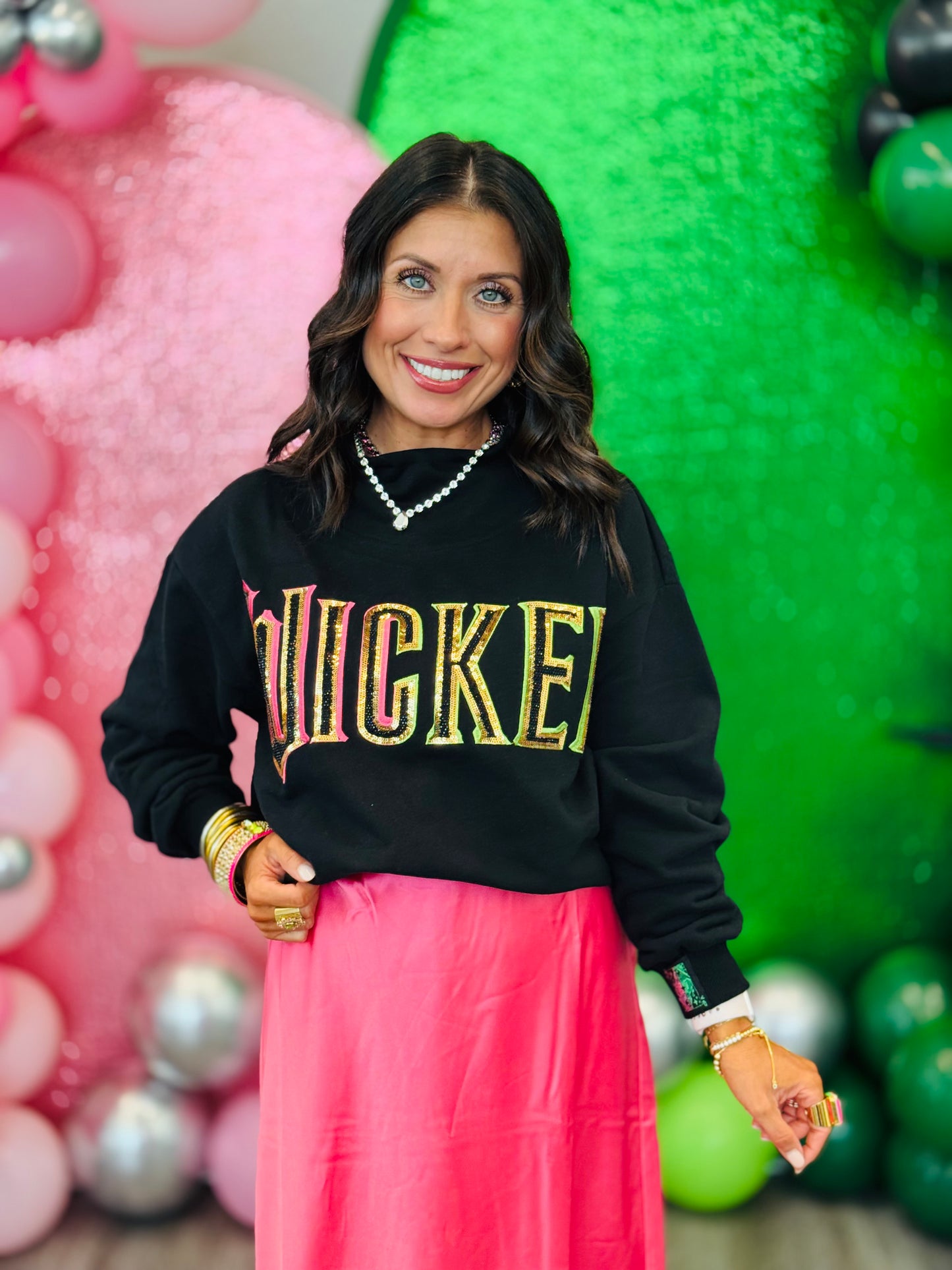 Queen Of Sparkles Licensed Black 'Wicked' Logo Sweatshirt (Reg. and Plus)