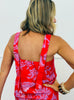 Red Multi Floral Print Twist Halter Top (Reg.)