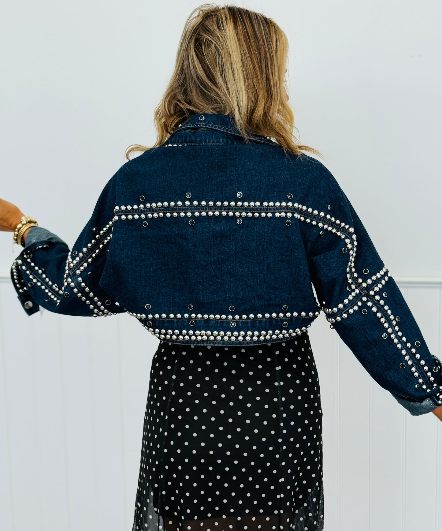 Denim Studded Bolero Shrug Jacket (Reg.) - 2 Colors