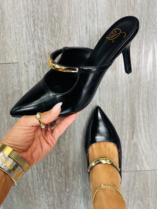 Black Elegant Desire Slip-on Heels