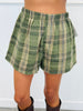 Plaid Faux Button Fly Shorts (Reg.) - 5 Colors