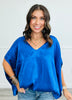Satin Jacquard Print Bubble Hem Top (Reg. & Plus)- 3 Colors