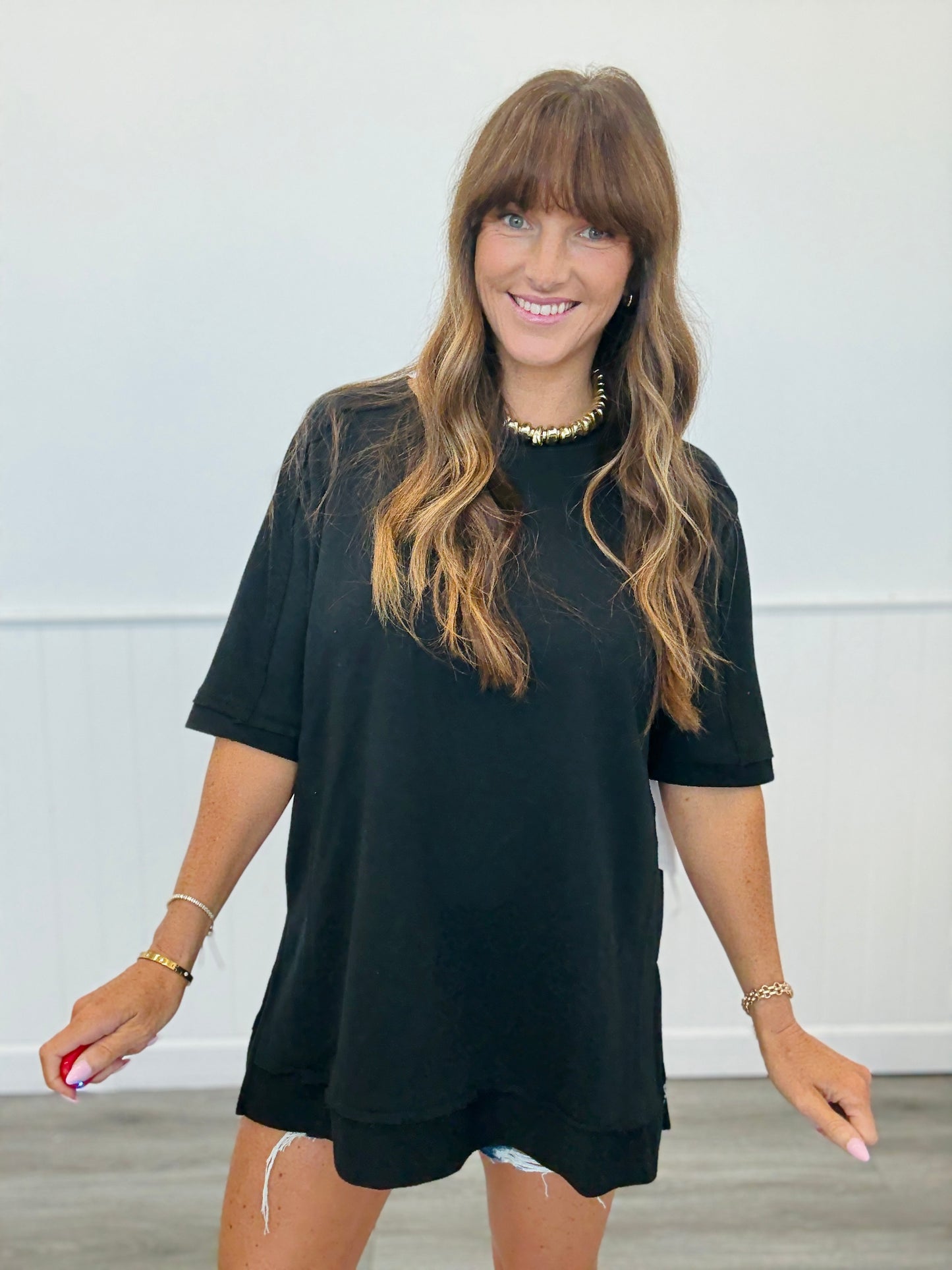 Offset French Terry Short Sleeve Top (Reg.) - 3 Colors