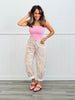 Khaki Floral Print Barrel Pants (Reg & Plus)