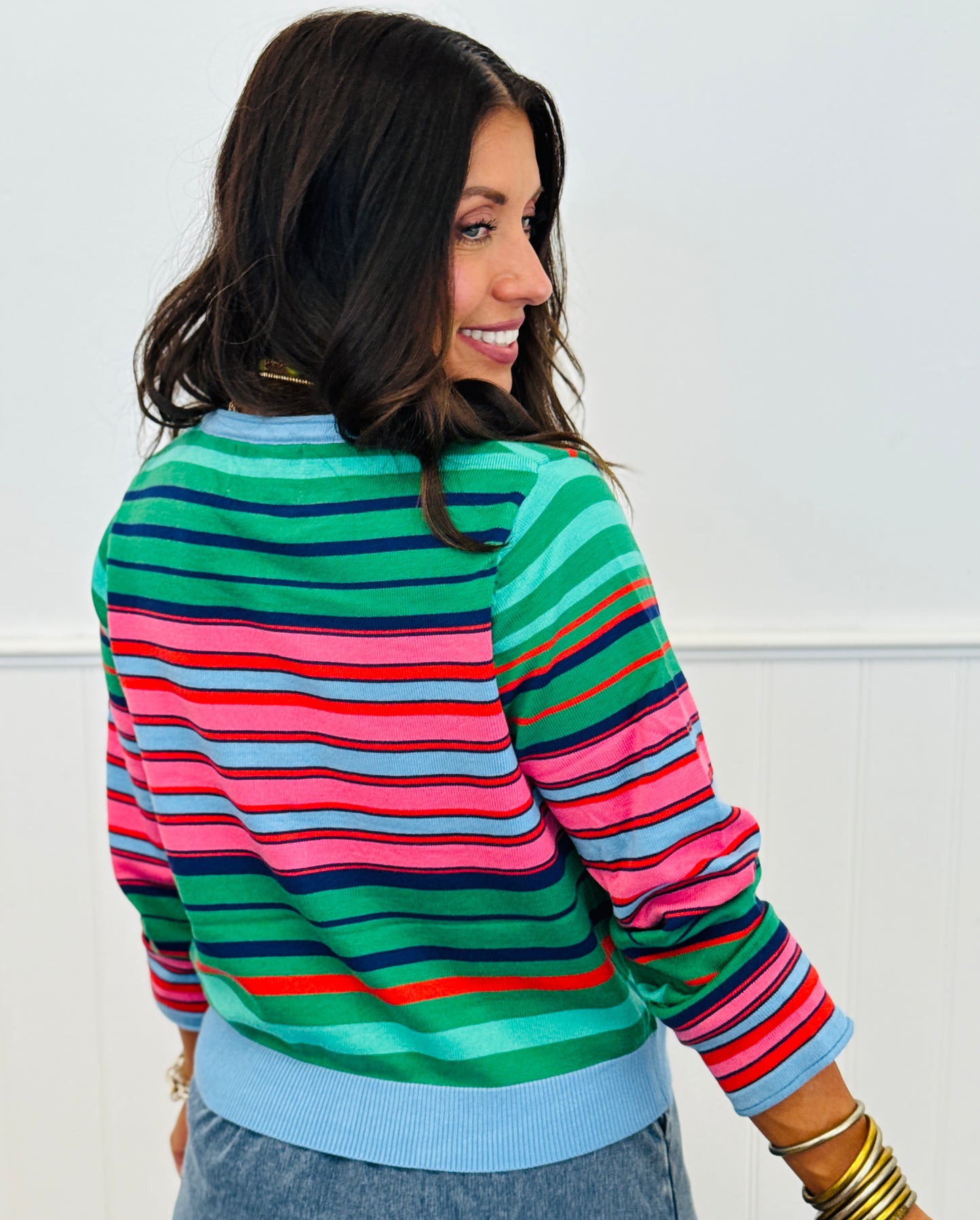 Stripe Delight Sweater Cardigan Top (Reg.) - 4 Colors