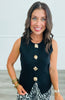 Multi Gold Detail Button Up Sleeveless Top (Reg.) - 3 Colors