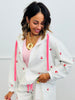 Grey Ribbon Cherries Hoodie Jacket & Shorts Set (Reg & Plus)