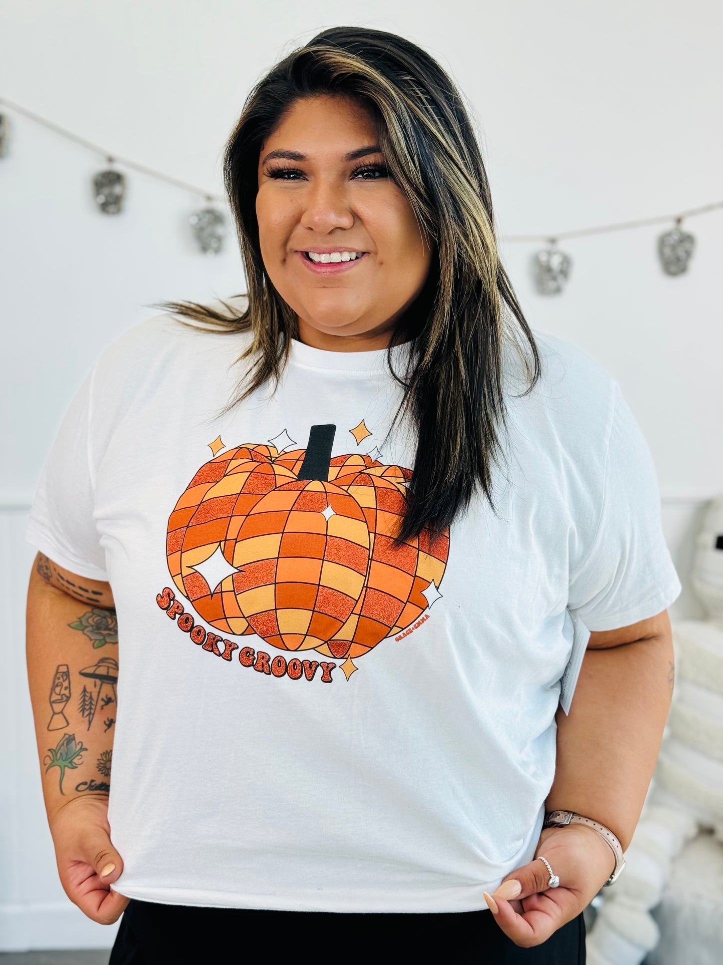 Spooky Groovy Disco Pumpkin Tee (Reg. & Plus)