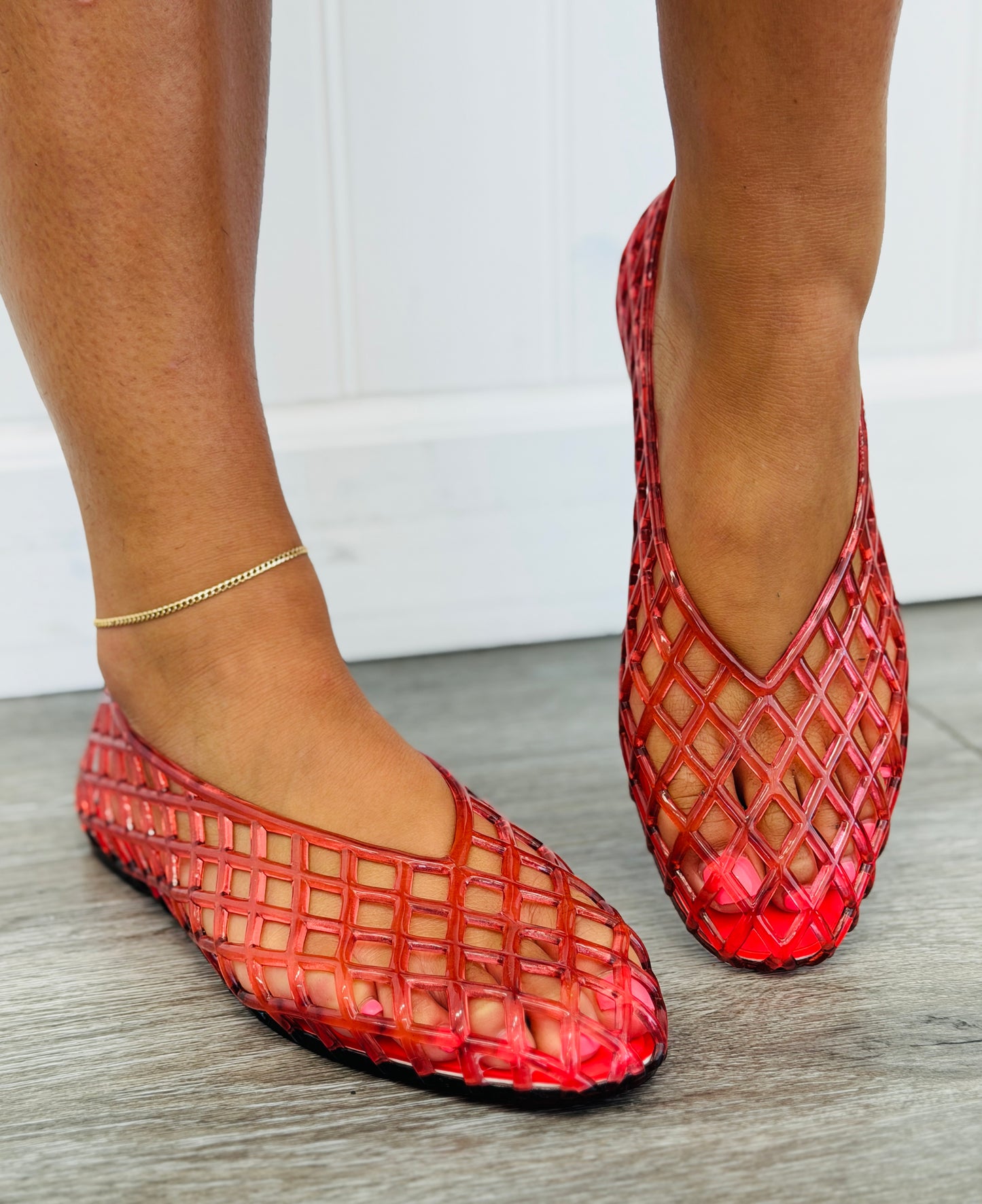 Red Retro Revival Jelly Flats