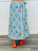 Blue Multi Botanical Print Wrap Midi Skirt (Reg & Plus)