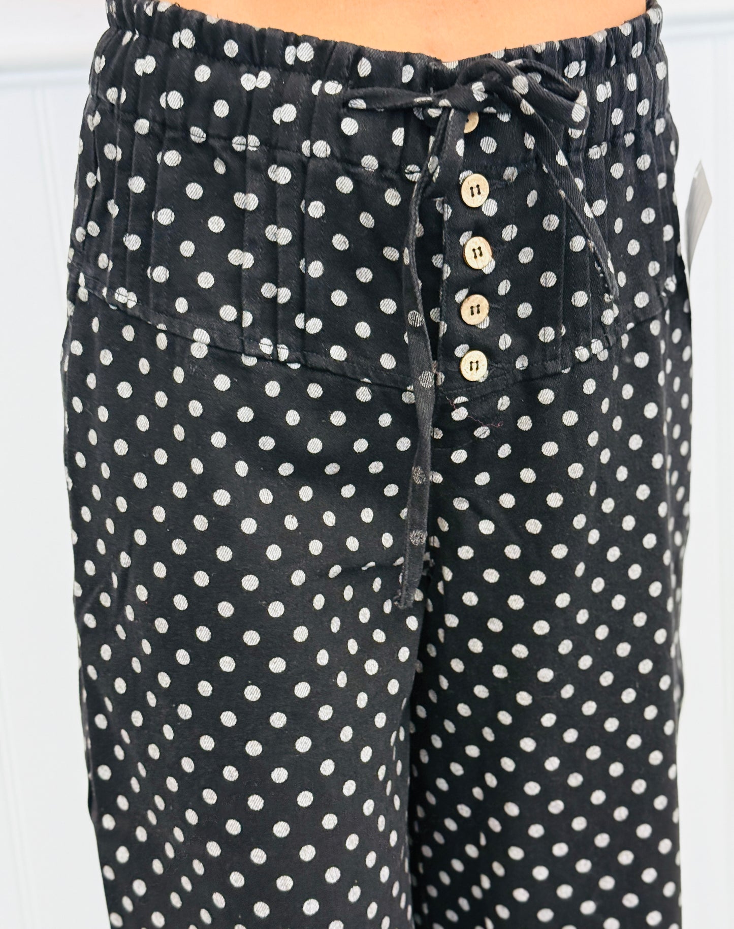Drawstring Polka Dot Gaucho Pants (Reg.) - 2 Colors