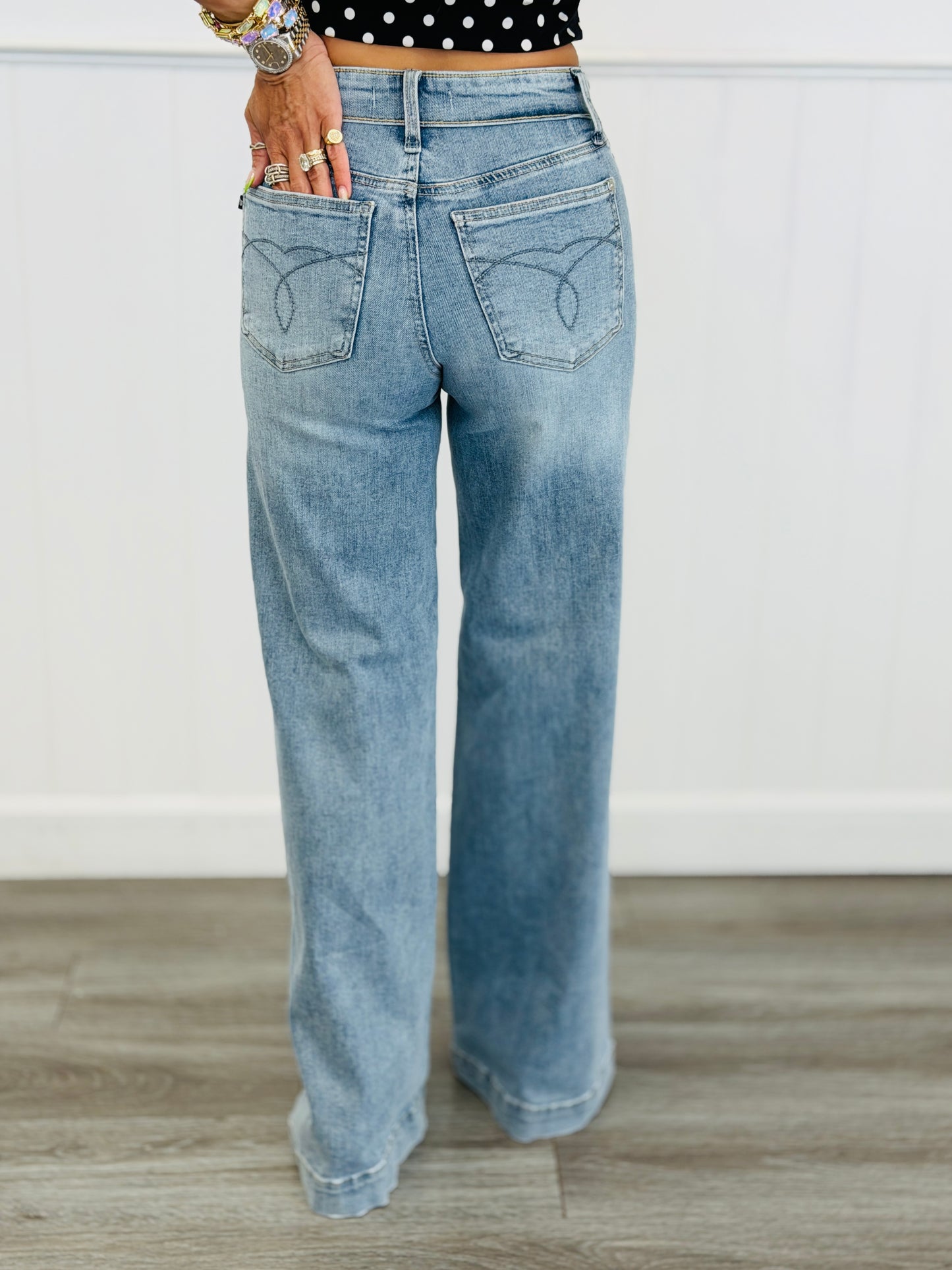 Judy Blue Retro Rebel Wide Leg Fold Over Jeans (Reg. and Plus)