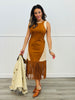 Two Tone Suede Studded Fringe Midi Dress (Reg.)