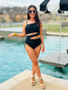 Black One Piece Side Cut Out Swimsuit (Reg. and Plus)