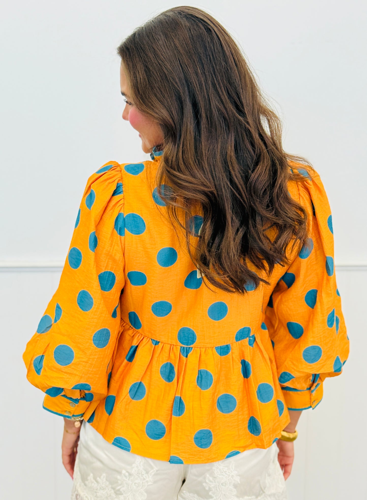 Polka Dot Perfectly Peplum Blouse (Reg.) - 2 Colors