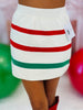 Queen Of Sparkles White, Red & Green Stripe Skirt (Reg.)