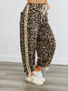 Leopard Bow Tie Elastic Hem Pants (Reg & Plus)