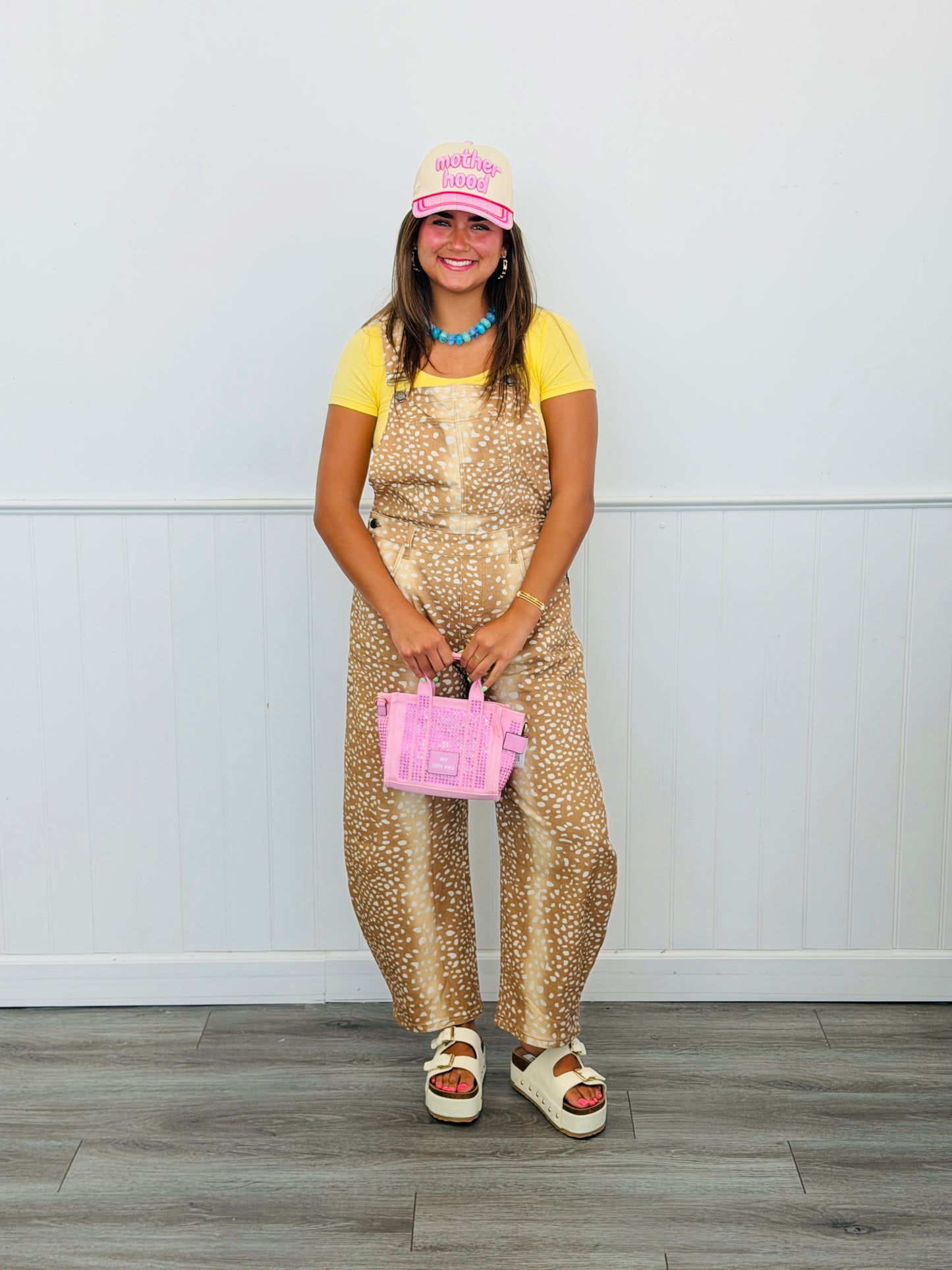 Camel Denim Bambi Print Overalls (Reg.)