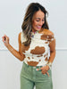 Cow Print Asymmetric Reaction Sweater Top (Reg.)