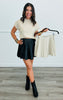 Pleated Faux Leather Mini Skirt (Reg.)- 2 Colors