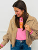 Camel High Neck Bomber Jacket (Reg.)