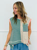 Striped Color Block Sleeveless Top (Reg & Plus)-2 Colors