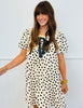 Polka Dot Ribbon Puff Sleeves Mini Dress (Reg.)
