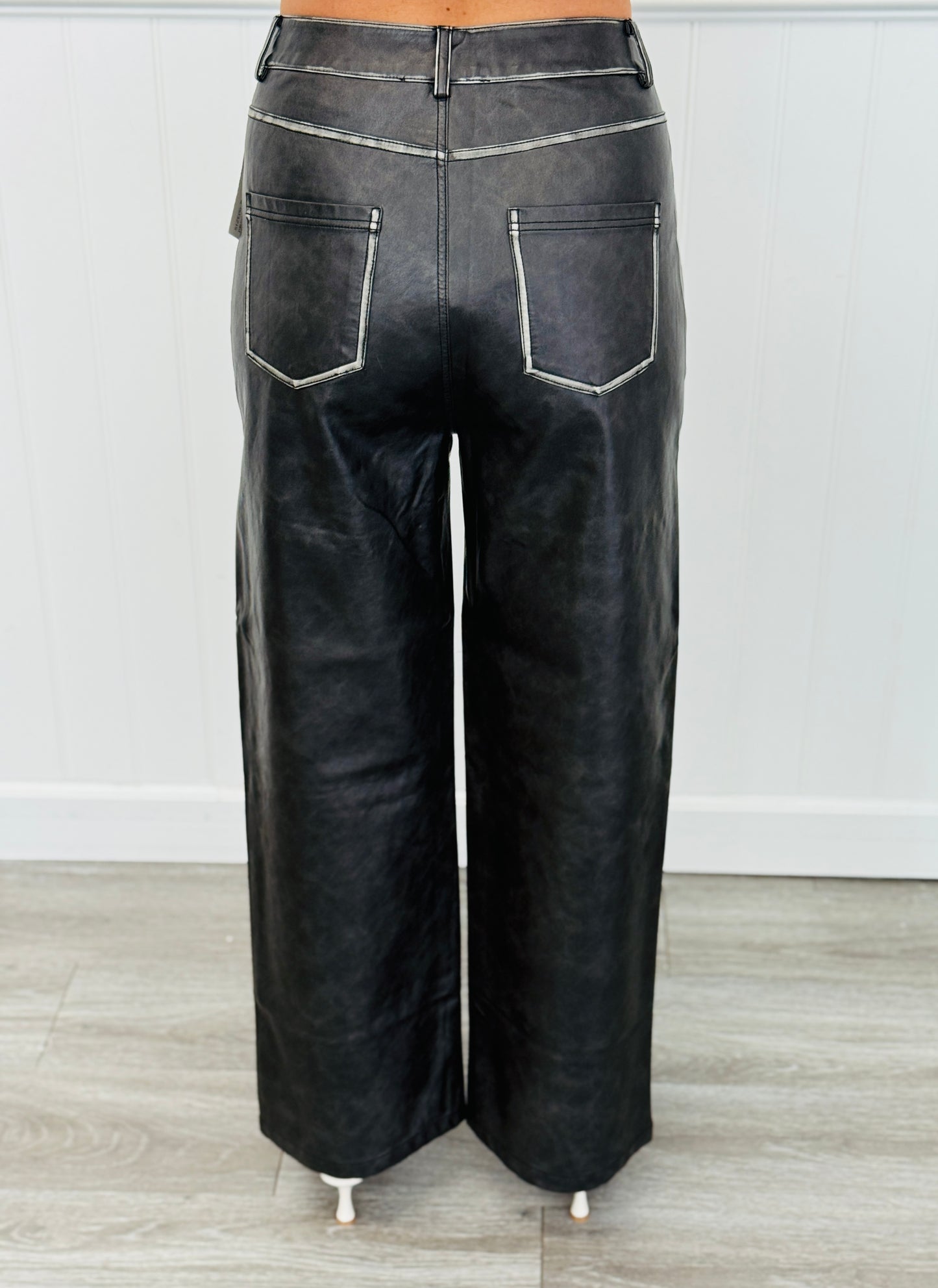 Washed Black Cut Out Studded Pants (Reg.)