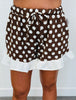 Brown/Cream Polka Dot Ruffle Hem Shorts (Reg. and Plus)