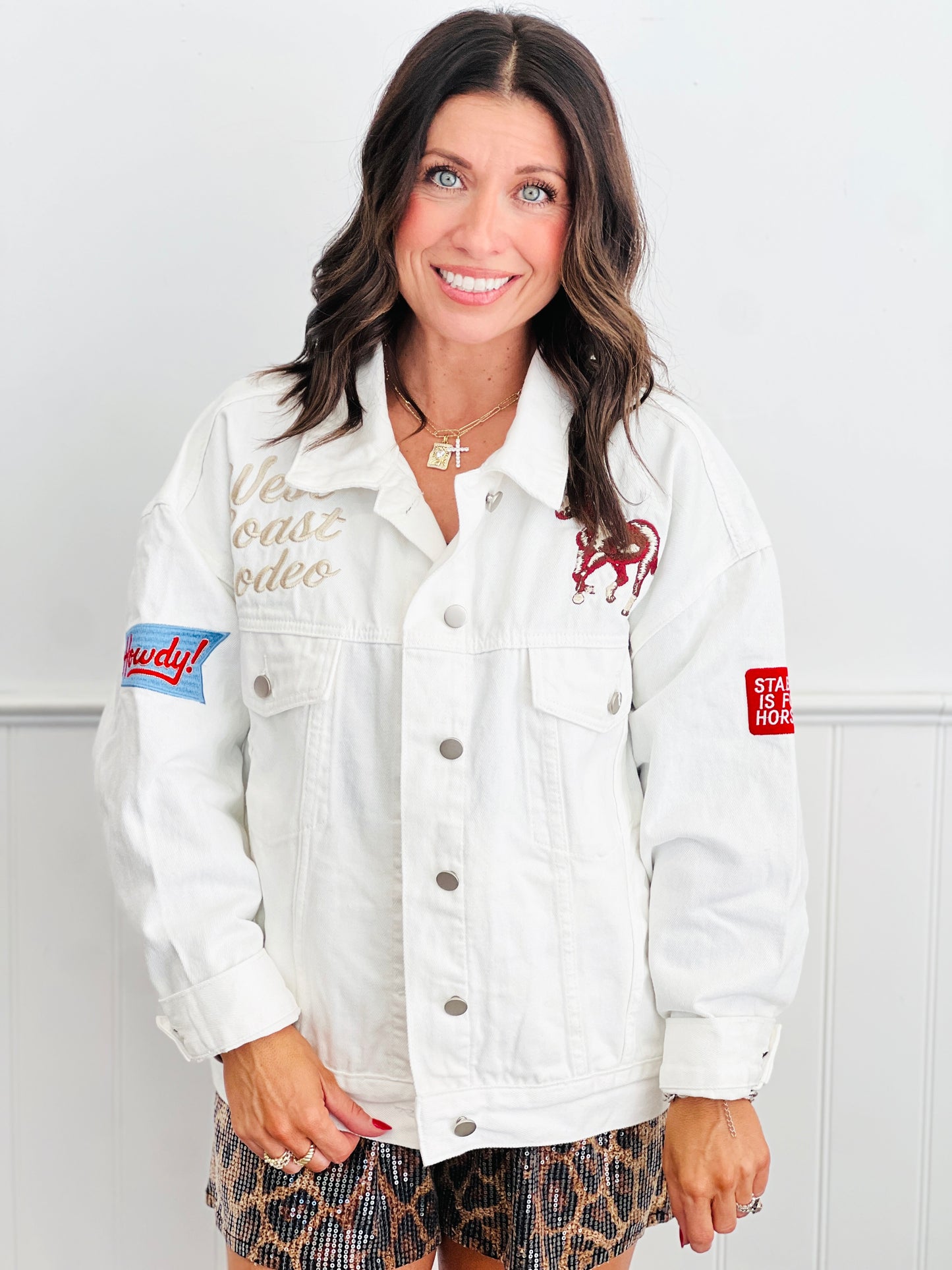 White Denim Rodeo Trucker Jacket (Reg & Plus)