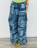 Denim Patchwork Paisley Print Pants (Reg.)-2 Colors