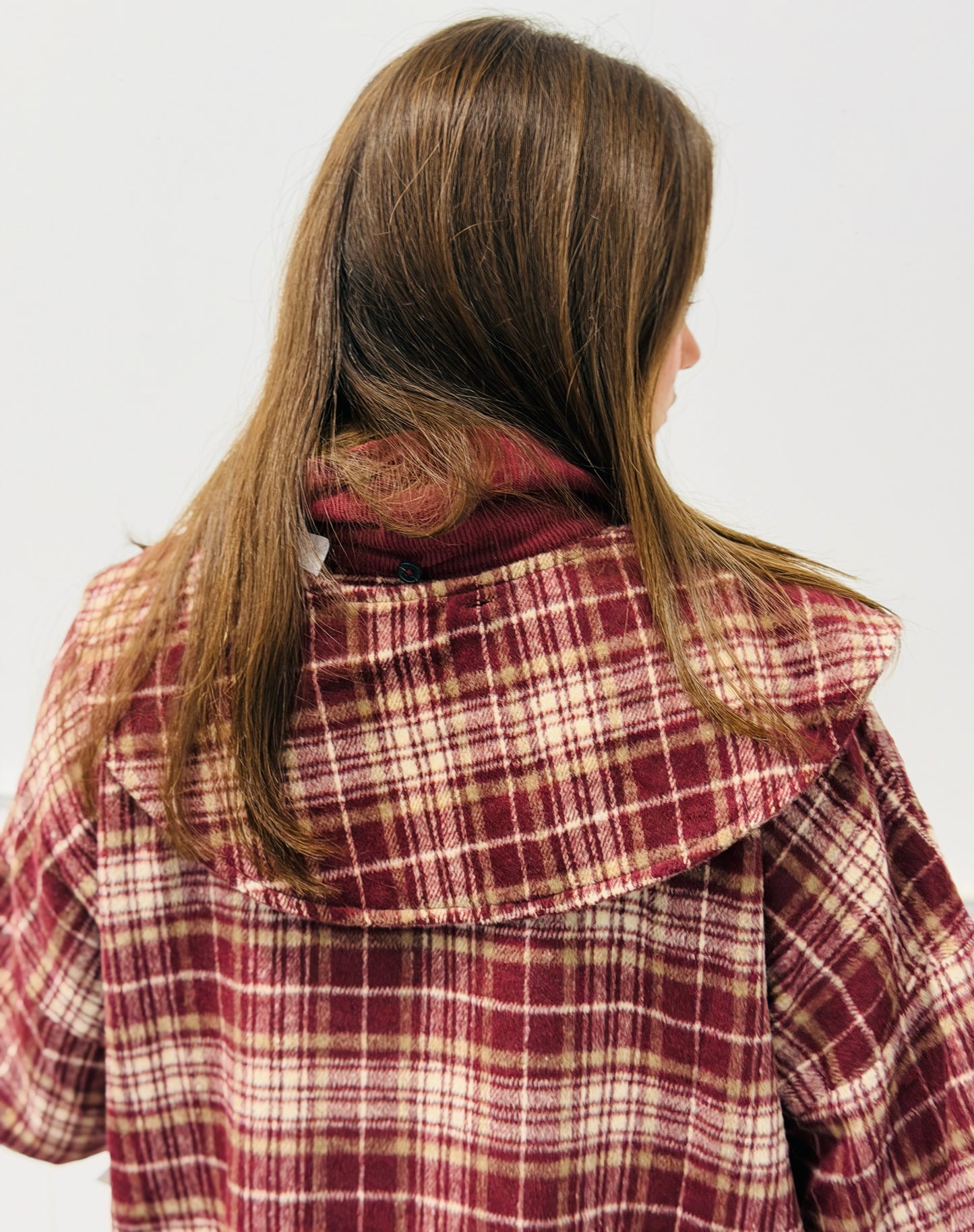 Burgundy Multi Plaid Poncho Cape Jacket (Reg & Plus)