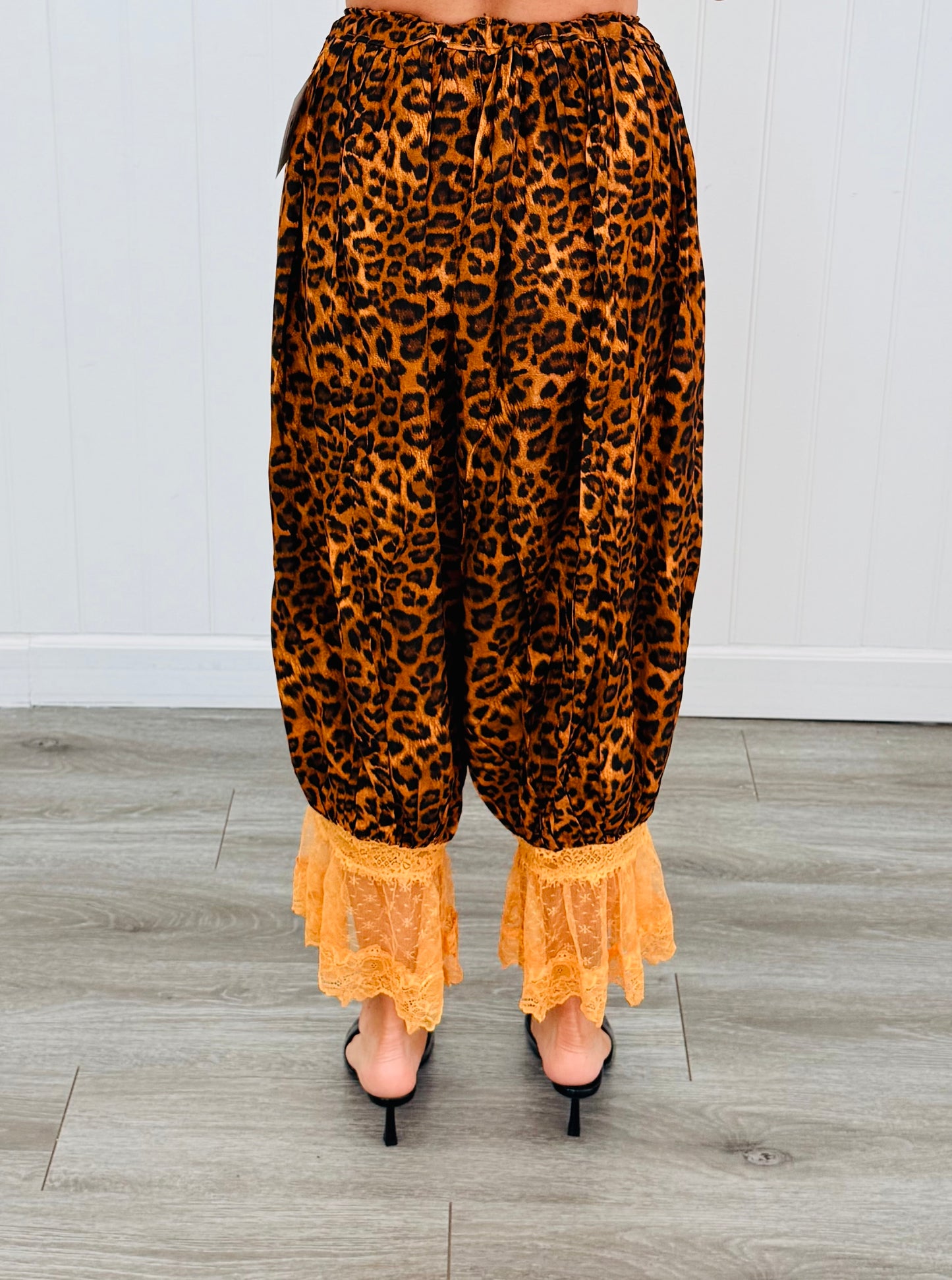 Brown Leopard & Lace Harem Pants  (Reg & Plus)