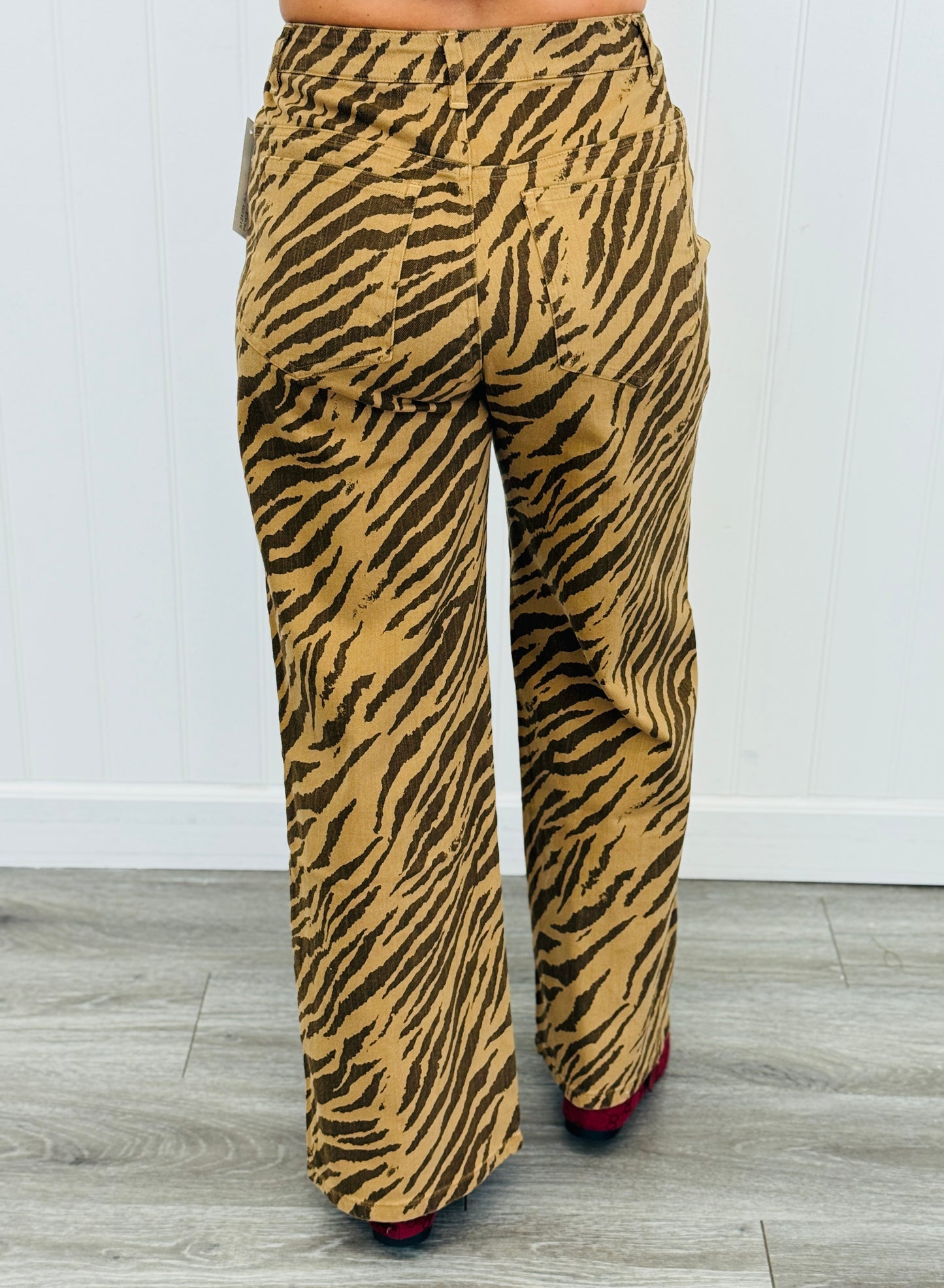 Brown Zebra Print Wide Leg Pants (Reg.)
