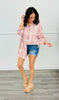 Pink Rhinestone Embellished Button Up Top (One Size)